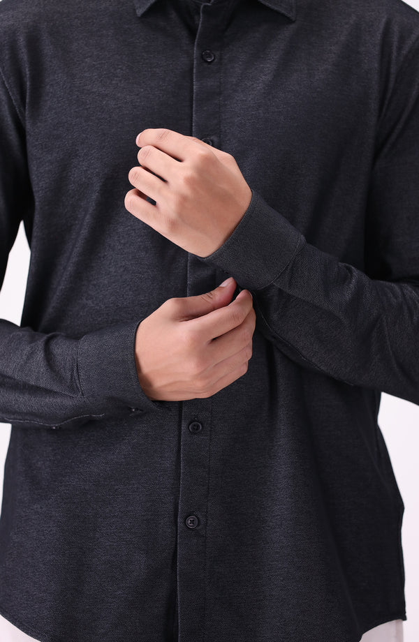 KNITTED SHIRT - BLACK